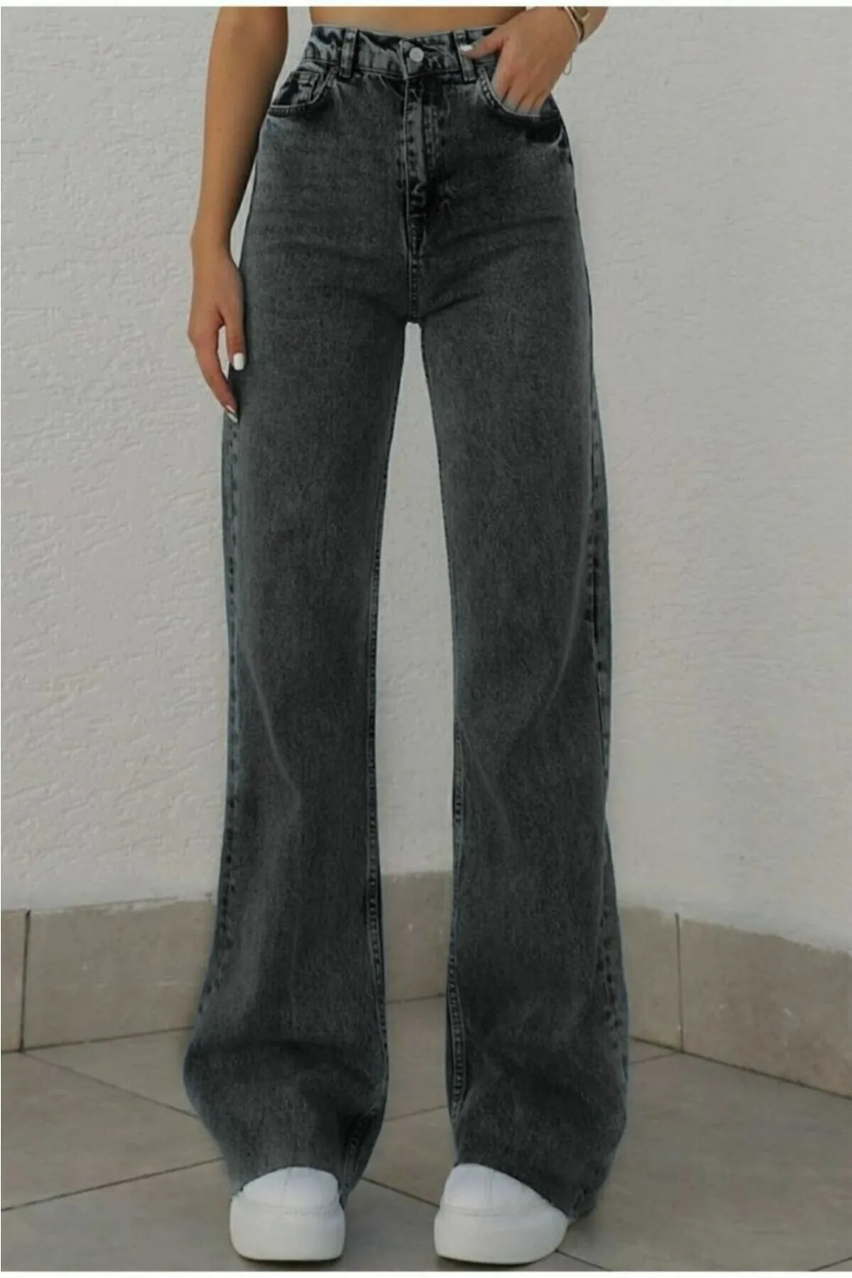 Livik  Locker geschnittene Lycra-Jeans mit hoher Taille und weitem Bein