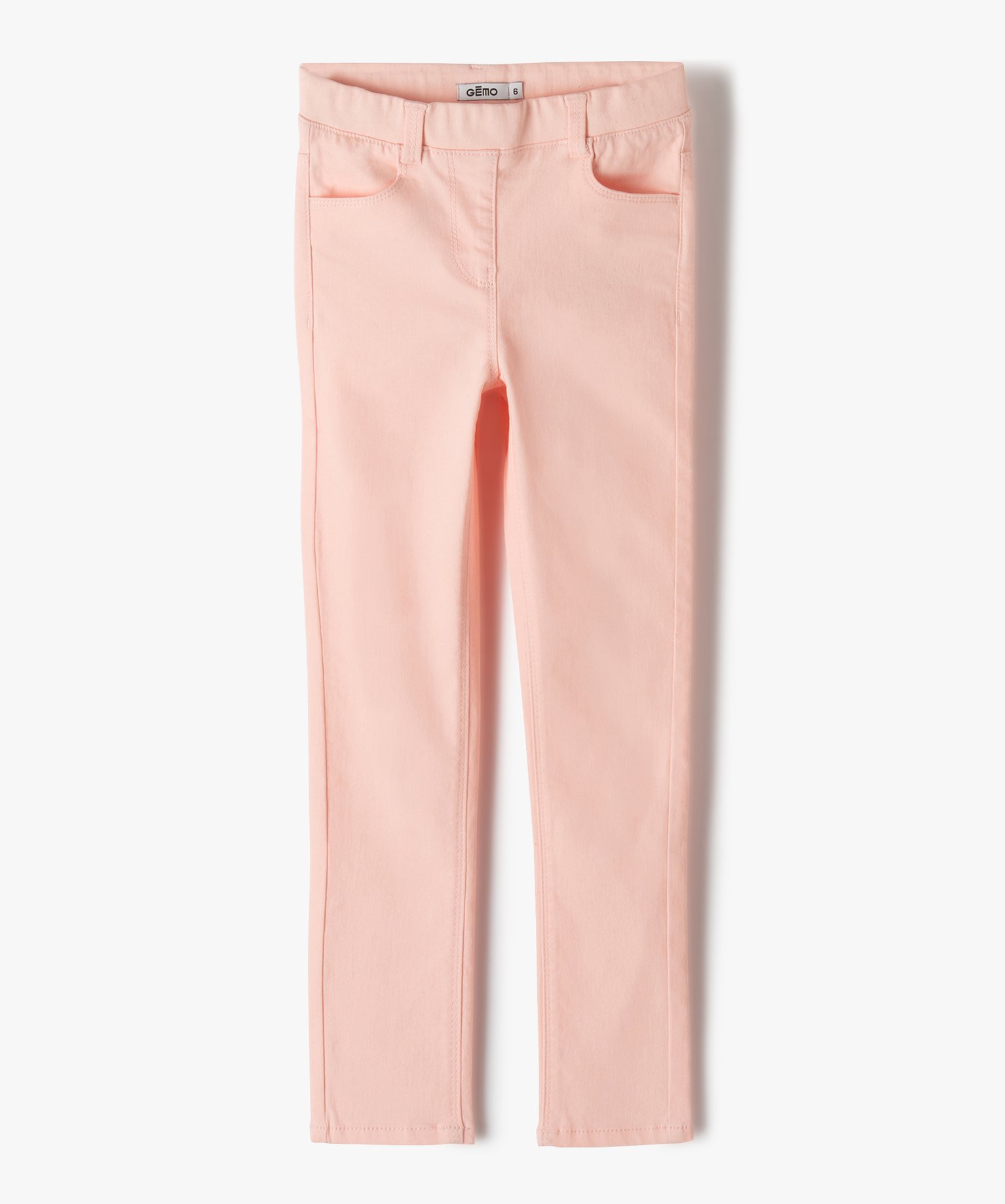 Pantalon skinny uni à taille élastiquée fille rose | GEMO