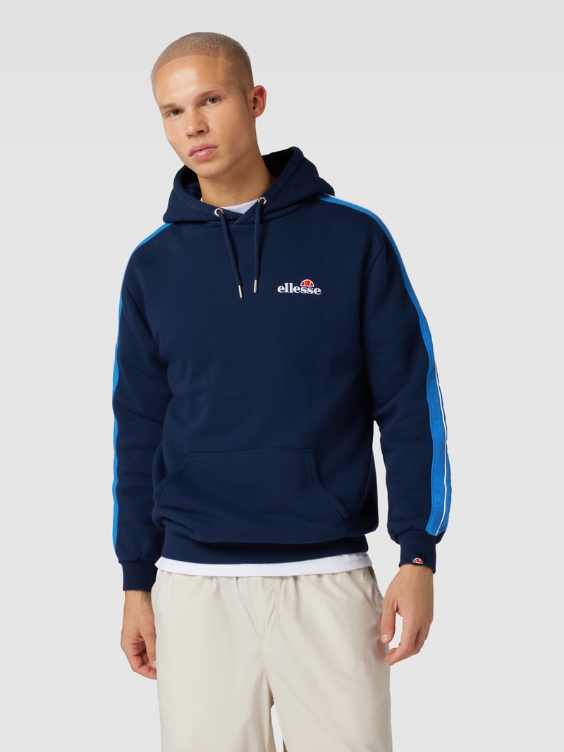 Hoodie mit Label-Stitching Modell 'Paiger' in marineblau