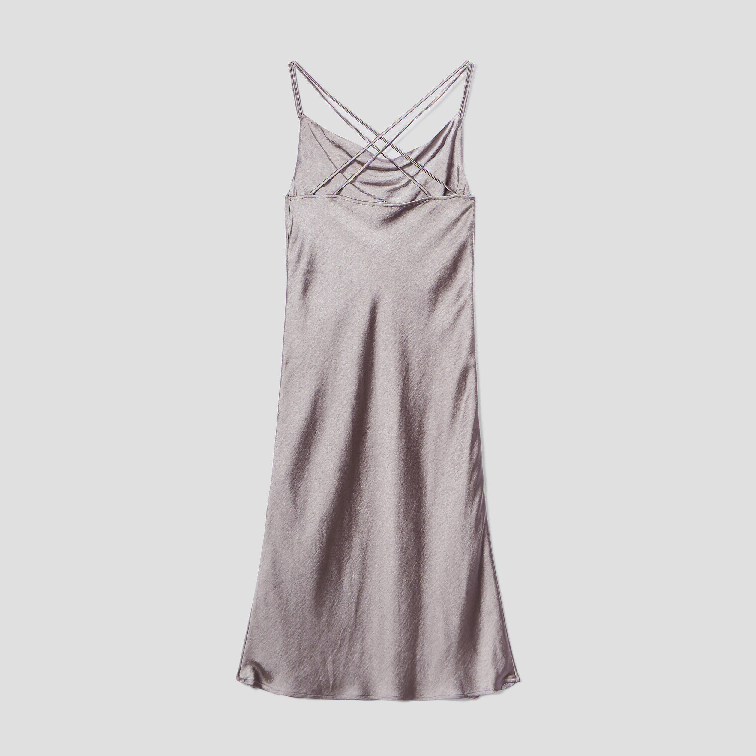 Robe midi moulante satin gris argent femme | Cache Cache