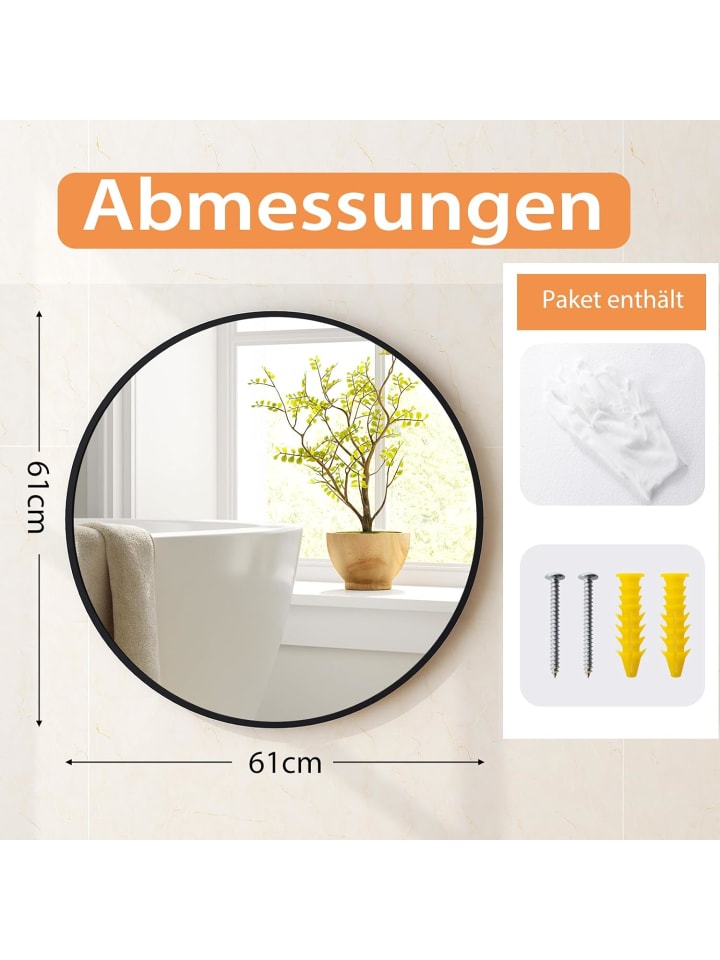 COSTWAY Badspiegel rund 61x61x2,5cm in Silber günstig kaufen onesize