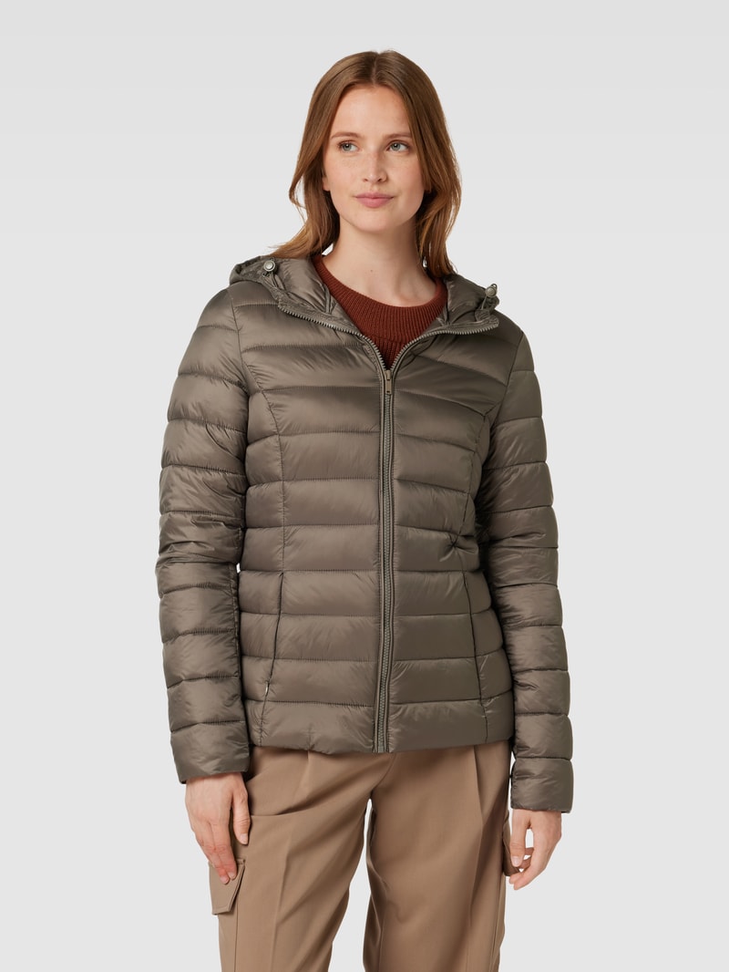 Steppjacke mit Kapuze in olivgrün
