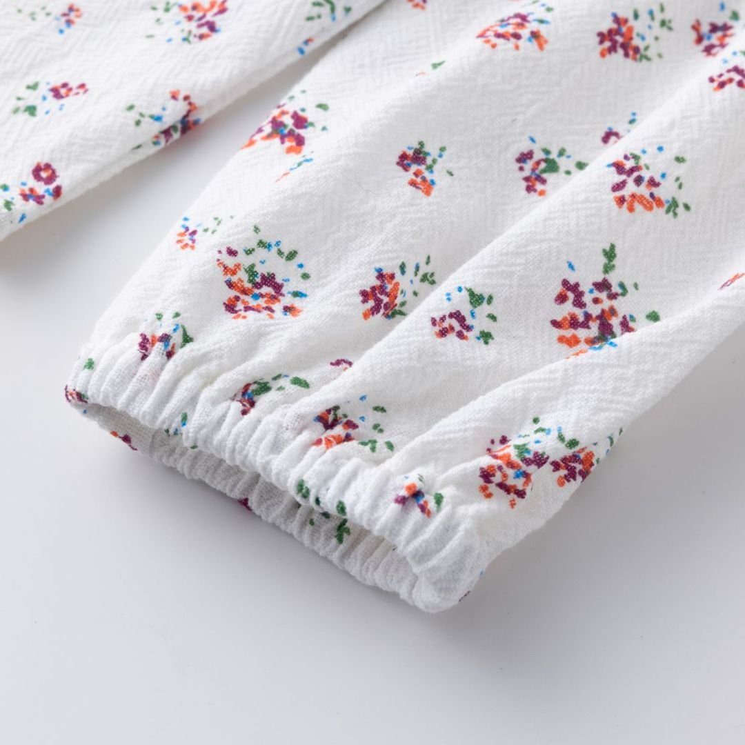 suebidou Klassische Bluse Bluse Langarmshirt mit Rüschendetails florales Muster für Mädchen