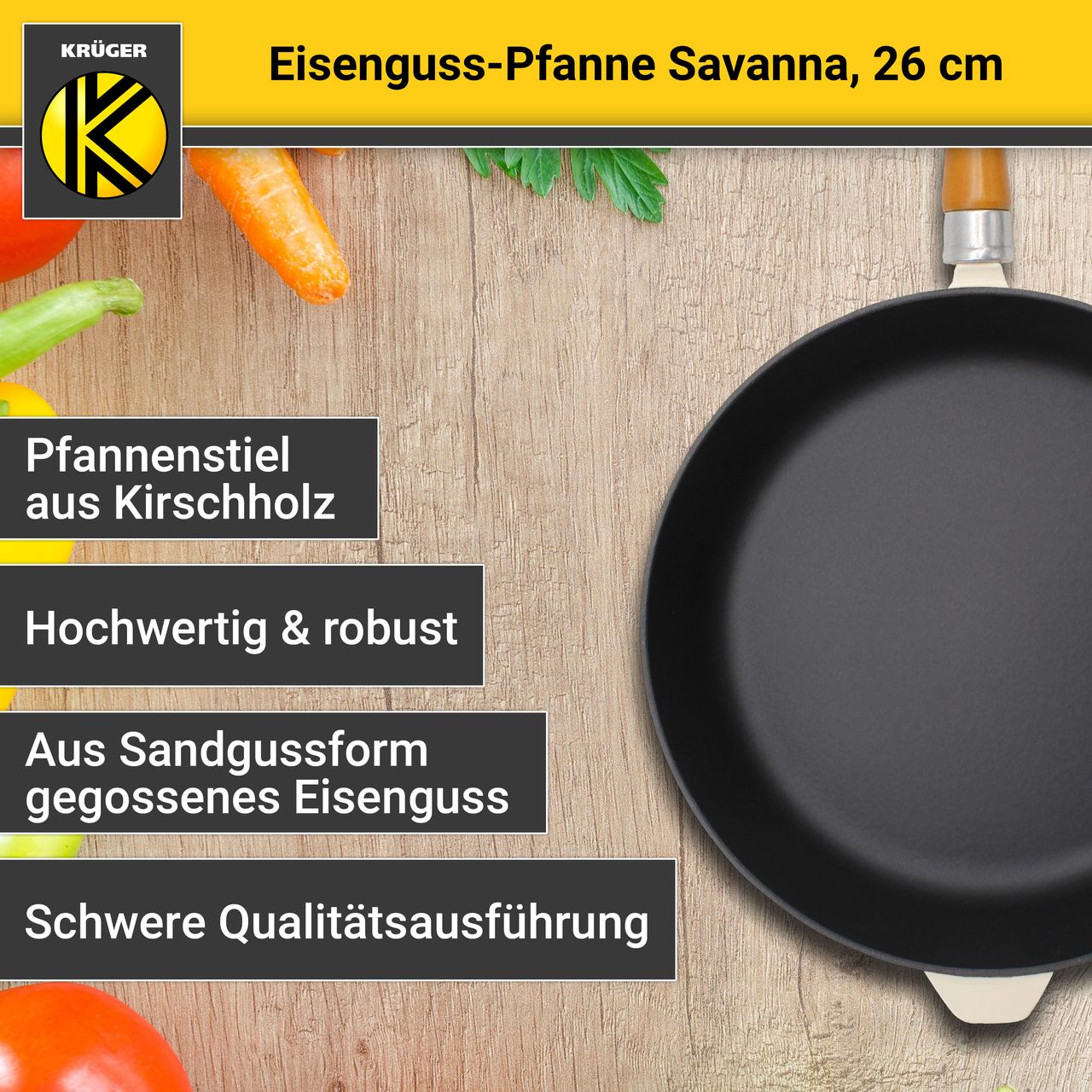 Karl Krüger Eisenguss Pfanne SAVANNA, 26 cm