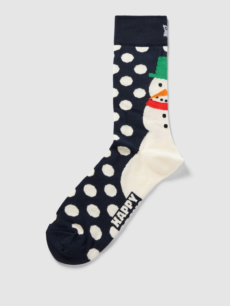 Socken mit Motiv-Print Modell 'Jumbo Snowman' in dunkelblau