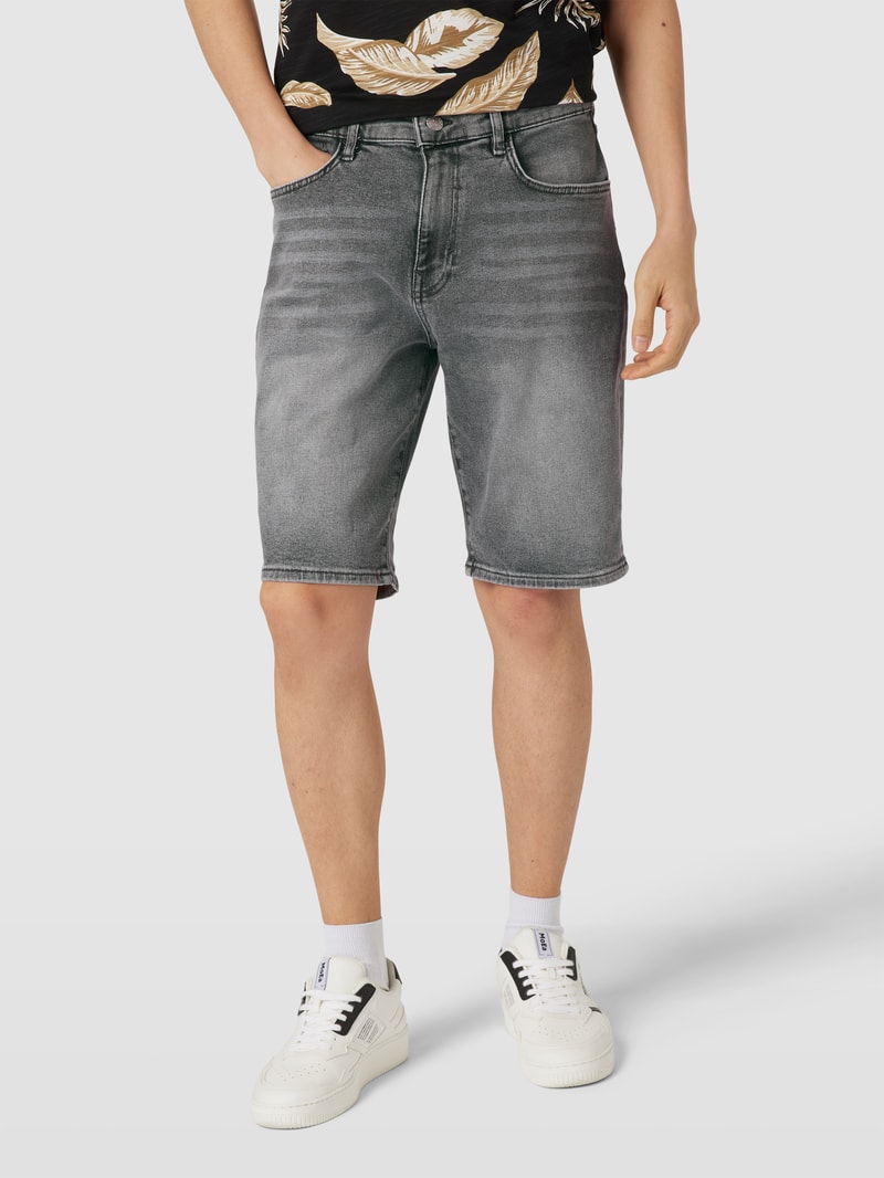 Jeansshorts mit Label-Patch in anthrazit meliert