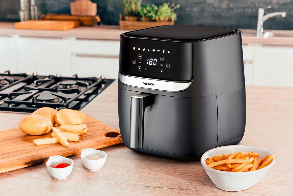 Medion® Heißluftfritteuse MD 10532, 1700 W, 8 Automatikprogramme, digitale Bedieneinheit