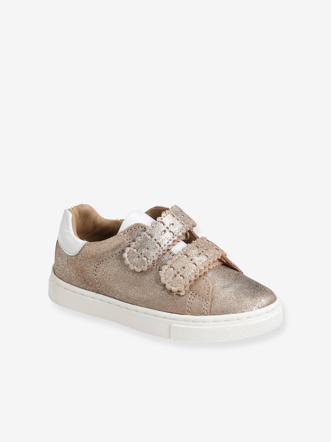Baskets scratchées cuir fille collection maternelle bronze