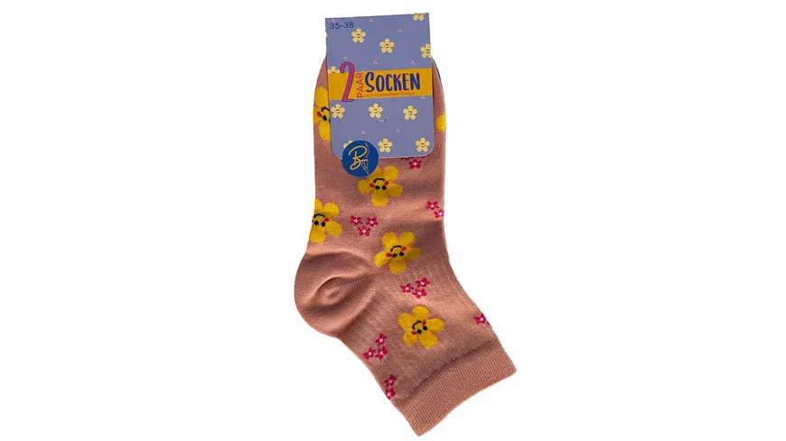 Damen Socken mit feiner Rippe 2er Pack rosa, blau