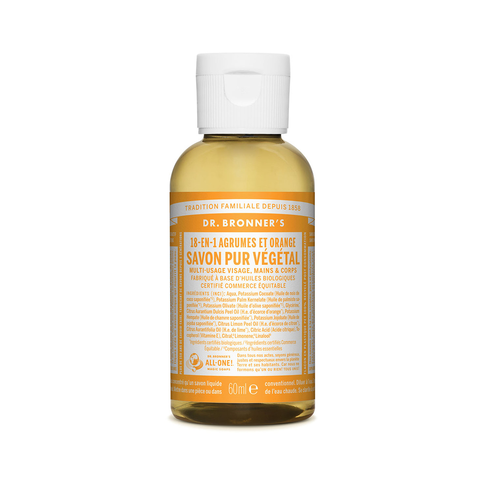 Dr Bronner's Dr Bronner's - Savon liquide Agrumes Orange - 60ml Savon liquide