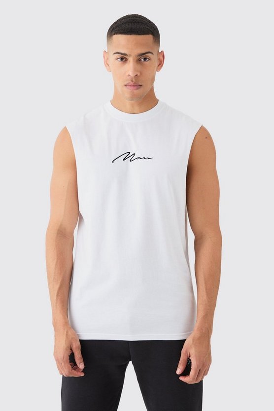 Man Signature Tanktop mit weiten Ärmeln