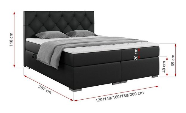 MKS MÖBEL Boxspringbett ALDA, Doppelbett mit Multipocket-Matratze - Modern Bett