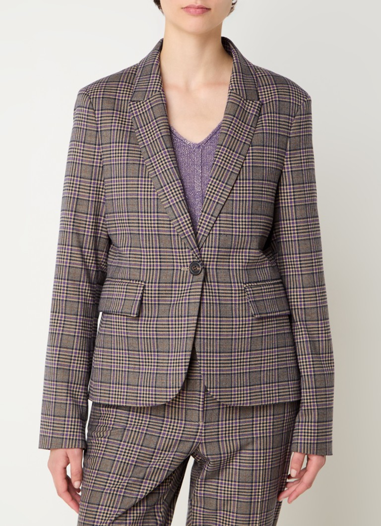 Expresso Blazer with check pattern and flap pockets