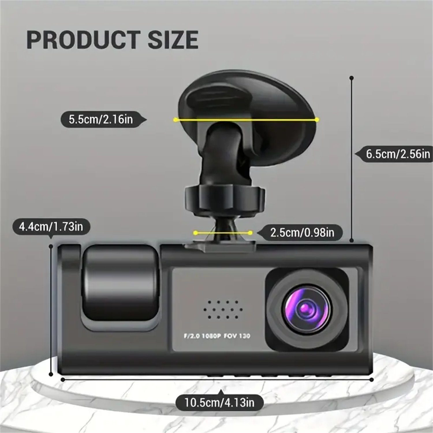 autolock 3-Kanal Dashcam vorne und hinten innen, 1080P Dashcam IR Nachtsicht Dashcam