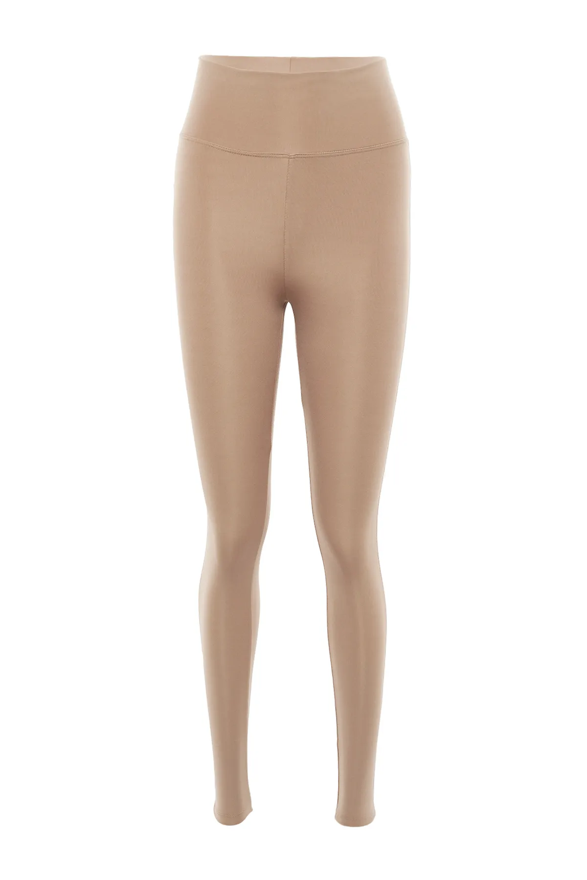 Trendyol Collection  Kamelfarbene, elastische Sport-Leggings mit breiter Taille und extra Erholung in voller Länge, gestrickt, TWOAW21TA0029