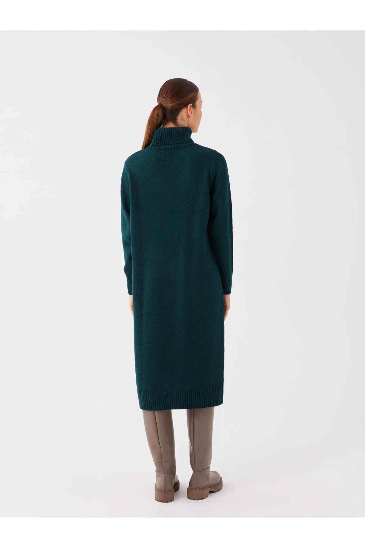 LC Waikiki  Rollkragenpullover, gerades Langarm-Strickkleid für Damen in Übergröße