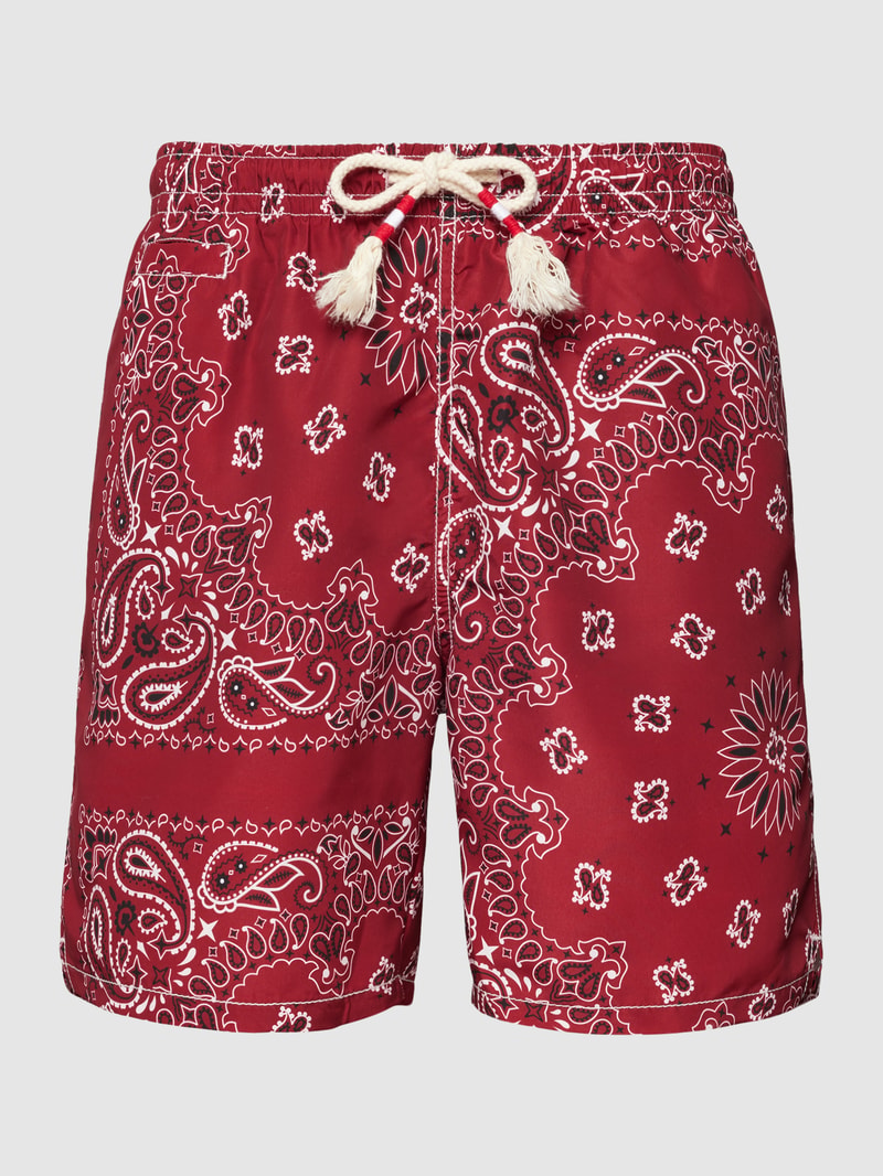 Badehose mit Allover-Print Modell 'CAPRESE' in bordeaux rot