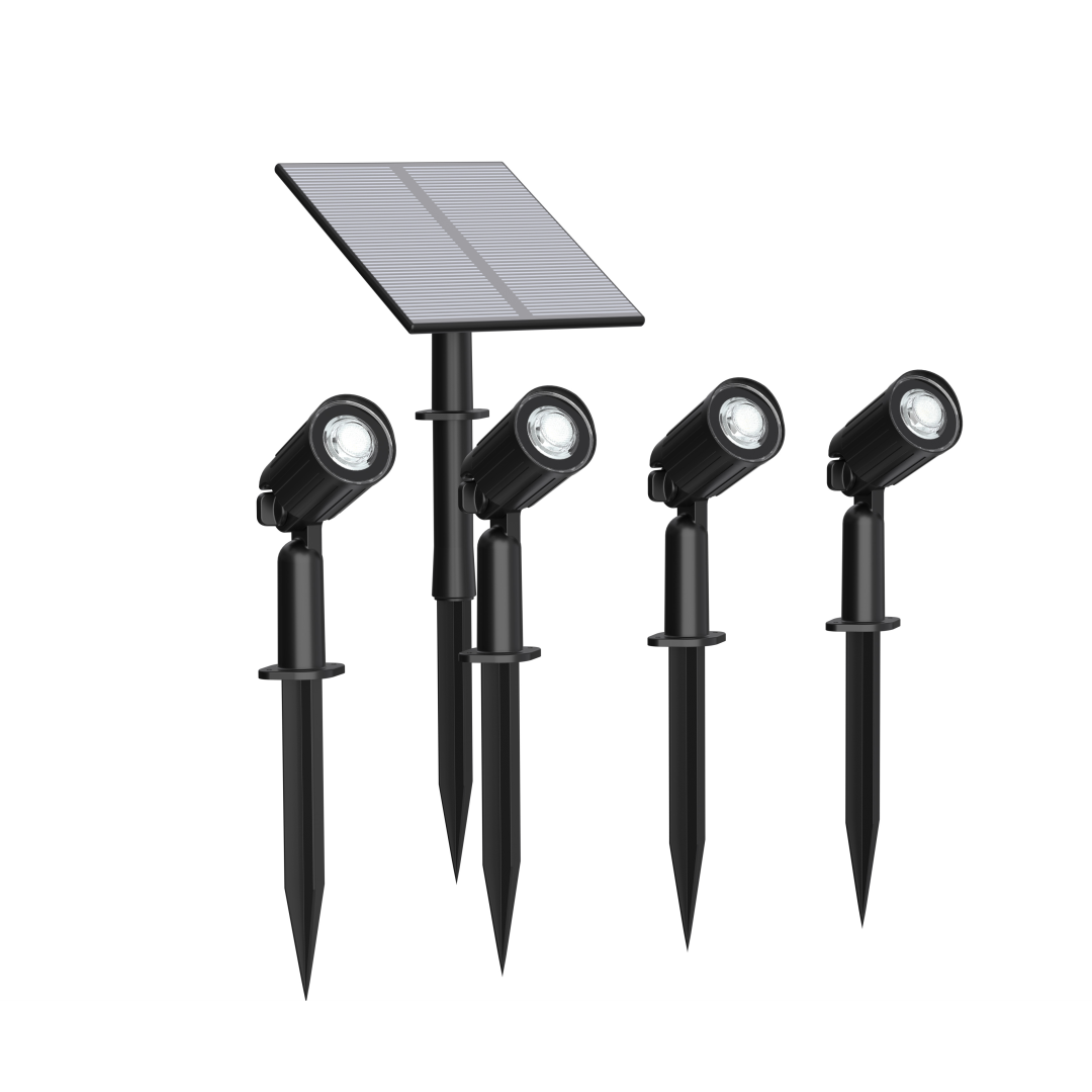 ENOVALITE 4er Set Solar Gartenstrahler, 3 Lichtmodi mit Erdspieß