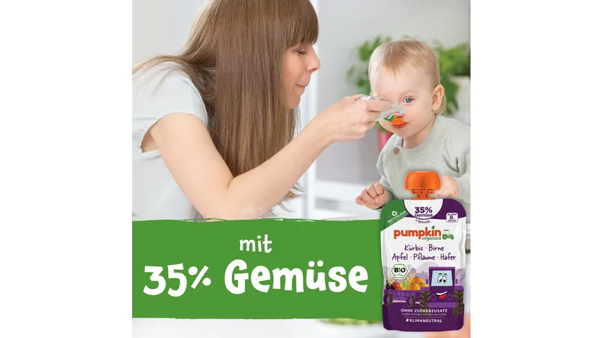 pumpkin organics Bio Quetschie Kürbis, Birne, Pflaume, Hafer 100 g