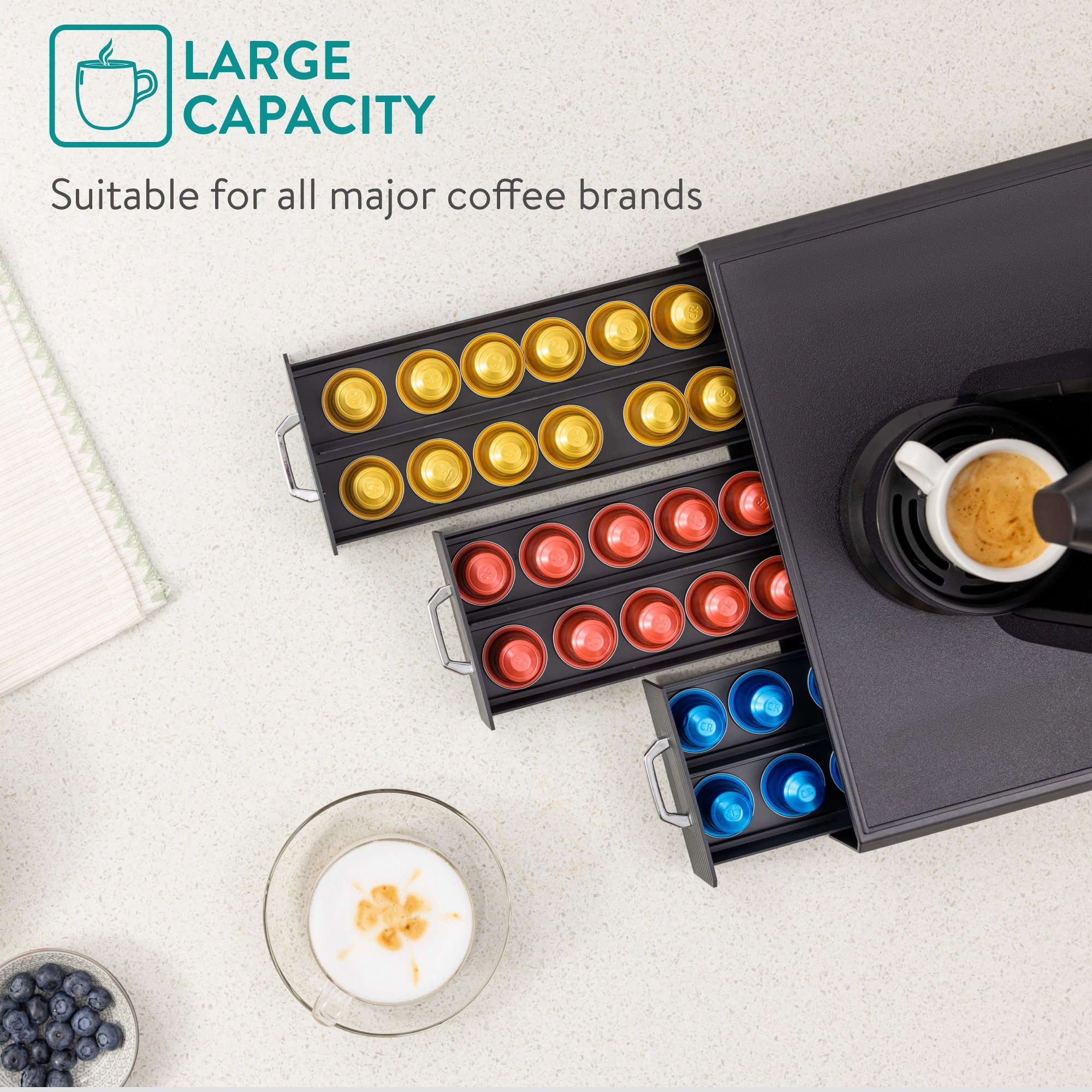 Navaris Kapselspender Kapselhalter Aufbewahrungsbox für Nespresso & CBTL Kapseln