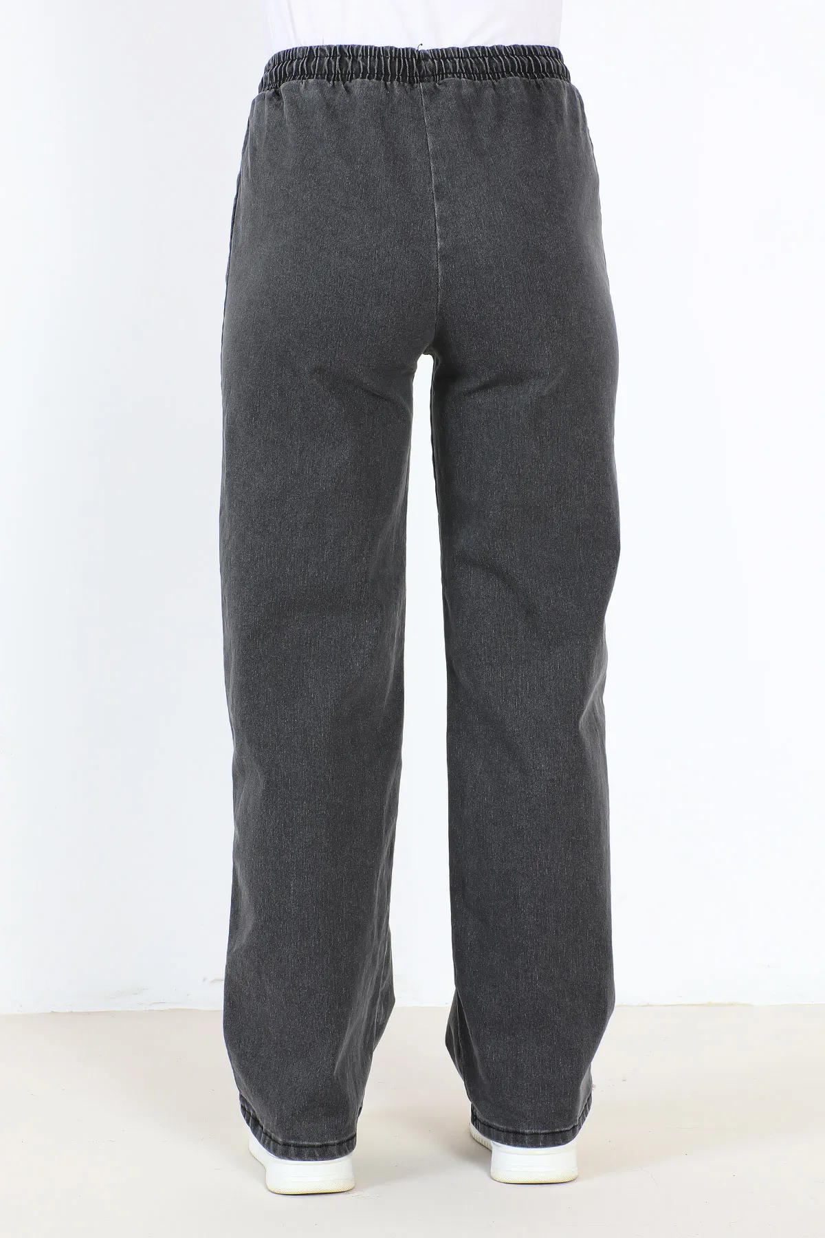Tesettür Dünyası  Jeans mit weitem Bein und elastischem Bund TSD22045 Anthrazit