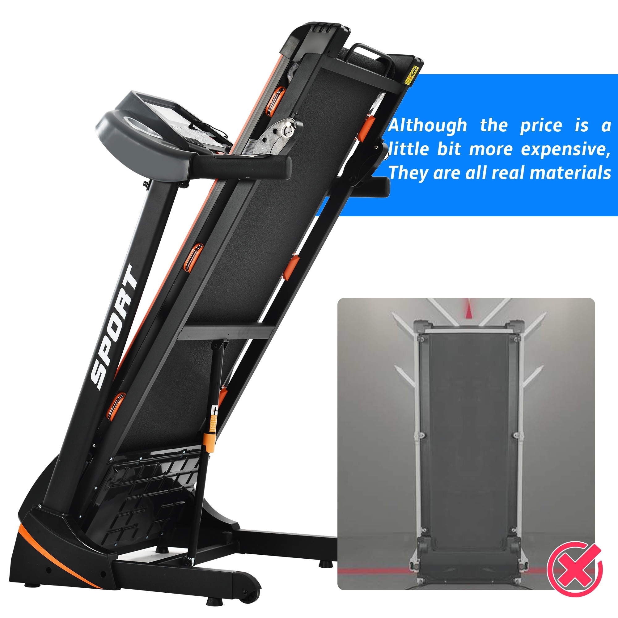Folding Electric 3.5HP Treadmill With Incline Medium Running Machine Motorised LCD Gym 330lbs