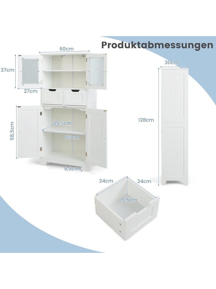 COSTWAY Badschrank mit 2 Schubladen in Weiß günstig kaufen onesize