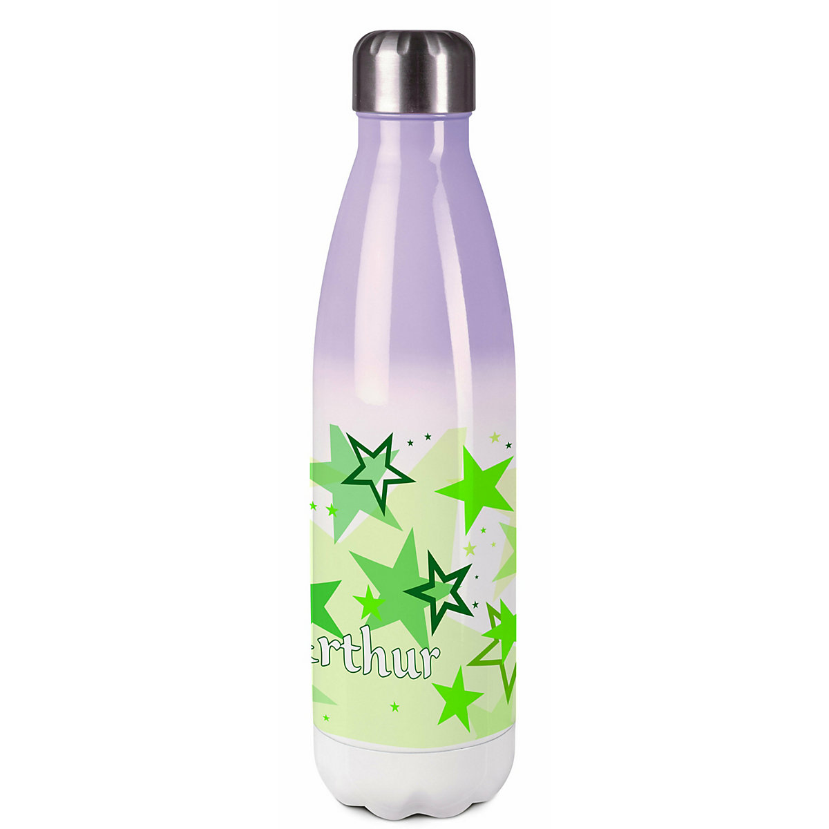 Edelstahl Kinder Thermoflasche / Trinkflasche bunt Sternenhimmel Farbe grün Spülmaschinenfest, Auslaufsicher, Bruchfest, Doppelwandig, Für Heißgetränke geeignet, Mit Deckel, Isoliert