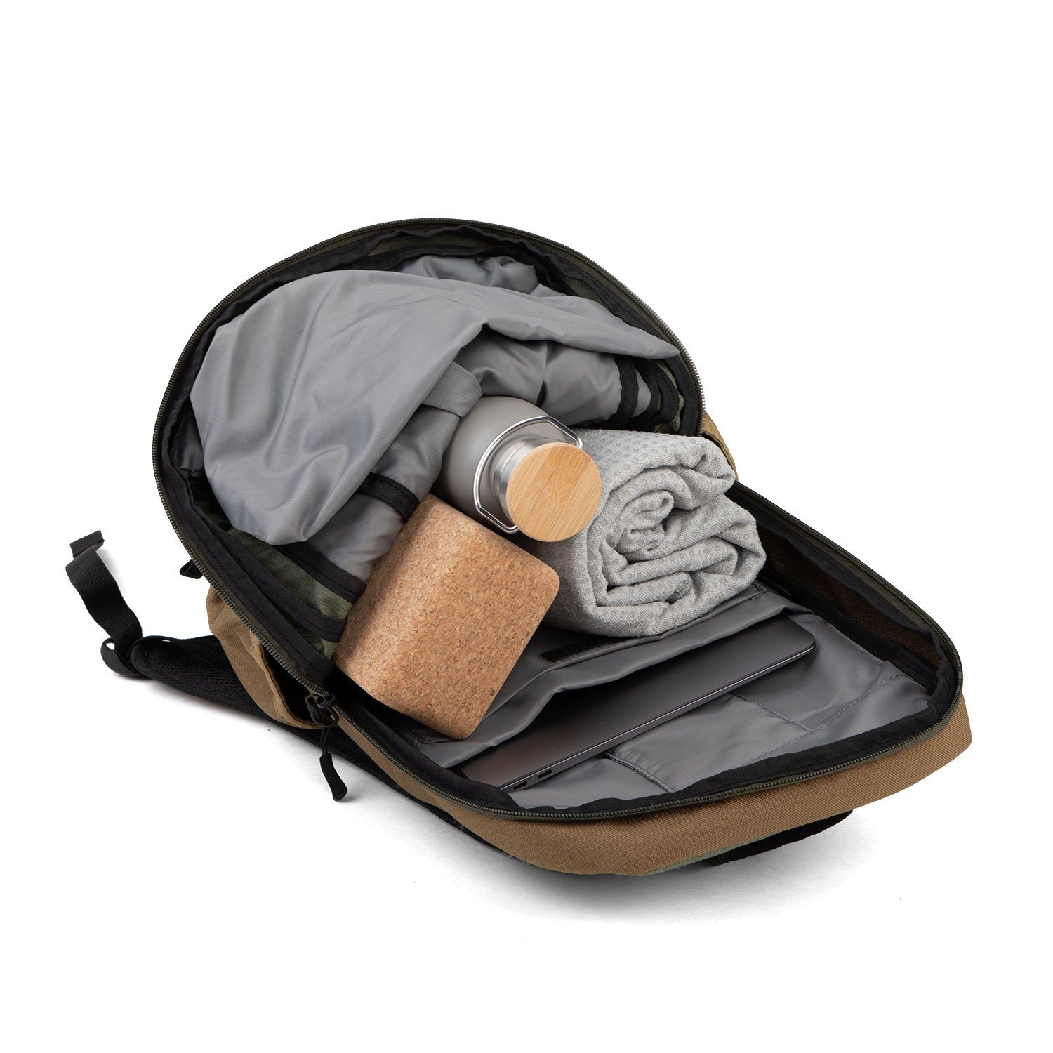 bodhi Yogatasche Yoga Rucksack YOGI DAYPACK, grün-braun