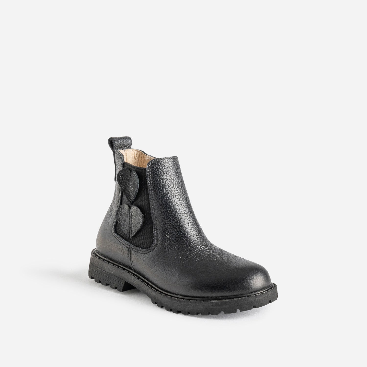 Chelsea boots éco-conçu BUGGY noir cuir décor cœurs