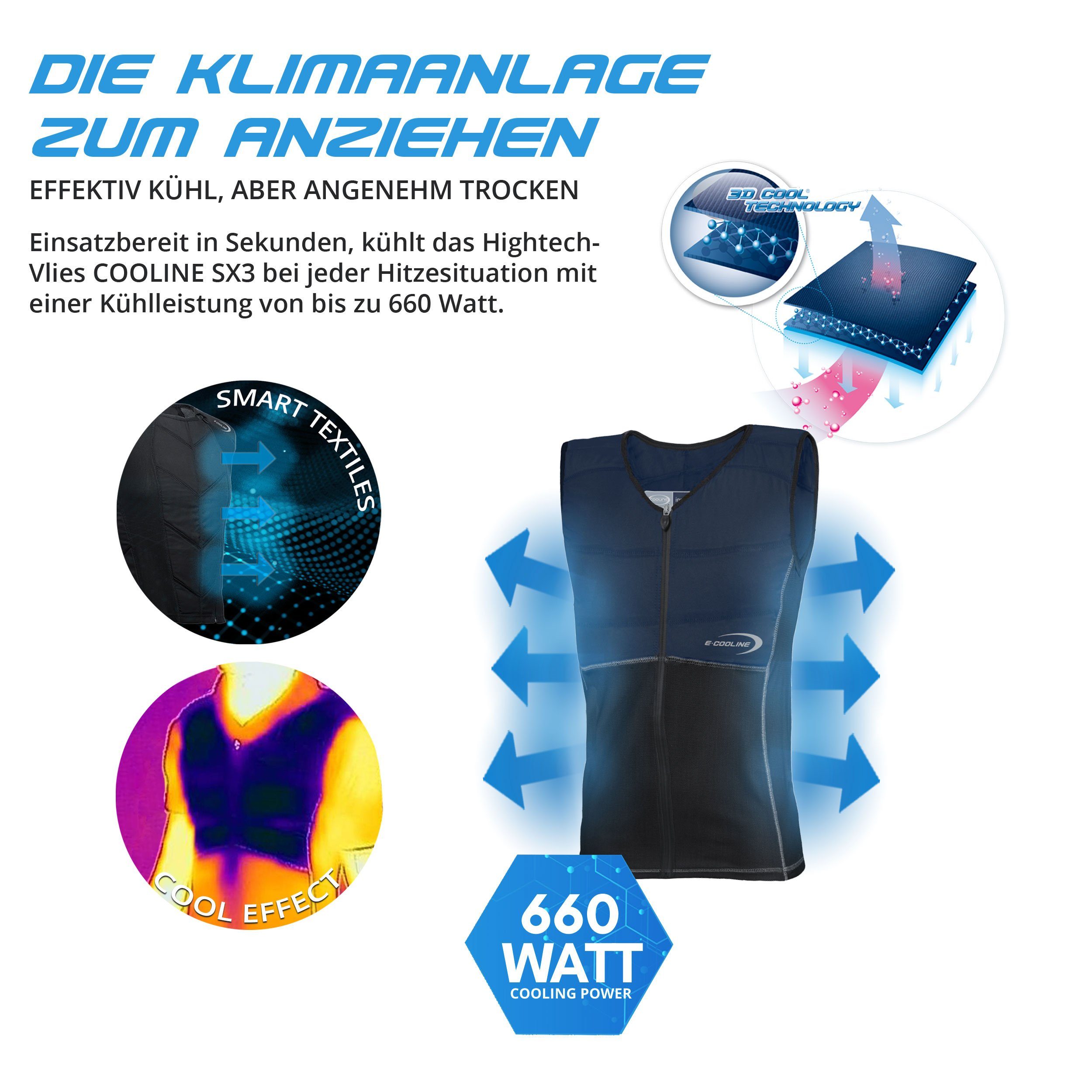 E.COOLINE Funktionsweste Kühlweste für Kinder - angenehme Kühlung durch Aktivierung mit Wasser aktiv kühlend, Kühlfunktionskleidung