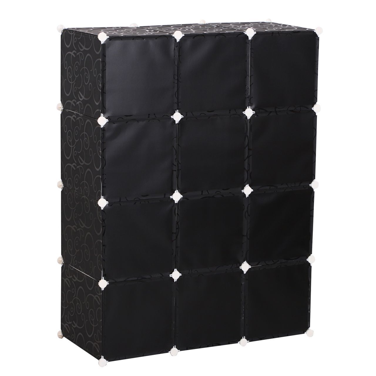HOMCOM Kleiderschrank DIY Garderobe Regalsystem Steckregal Würfel Garderobenschrank mit Kleiderstange 2   6 Fächer aus PP Schwarz   Weiß 111 x 47 x 145 cm