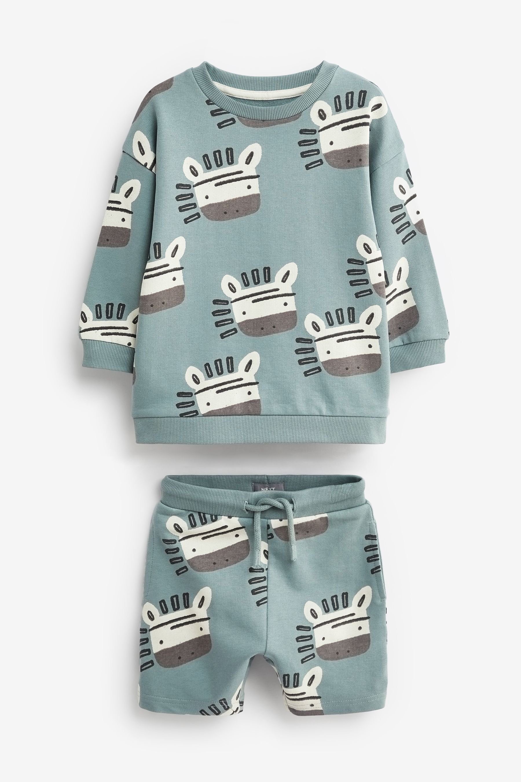 Next Sweatanzug Gemustertes Jersey-Sweatshirt und Shorts im Set (2-tlg)