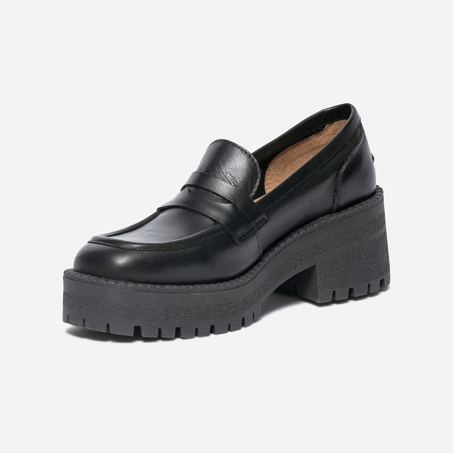 Mocassin TEXTO noir éco-conçu cuir à maxi semelle