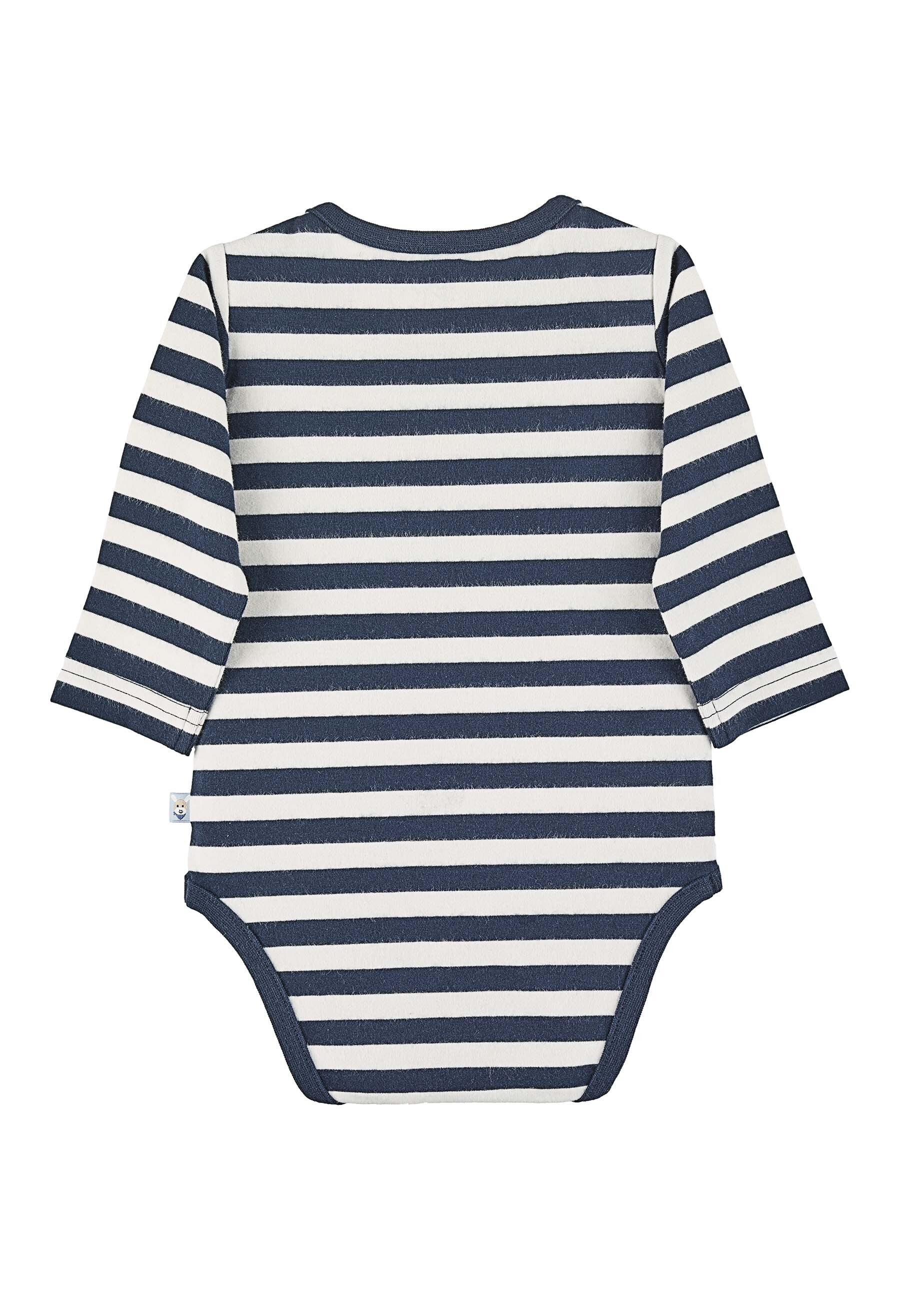 GOTS Langarm-Body Esel Emmi, gestreifter Jersey