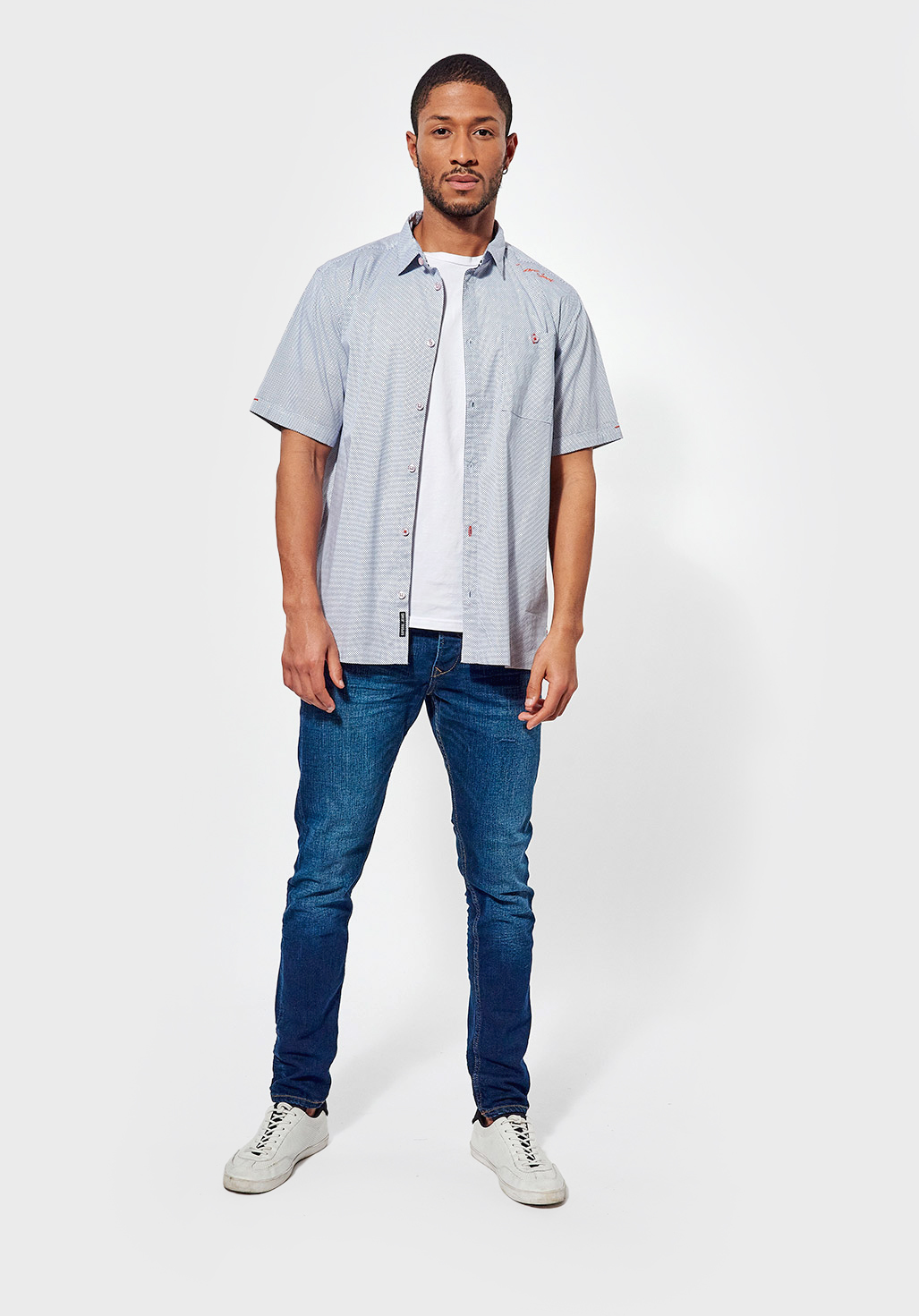 SINDH  Chemise régular bleue Homme à pois