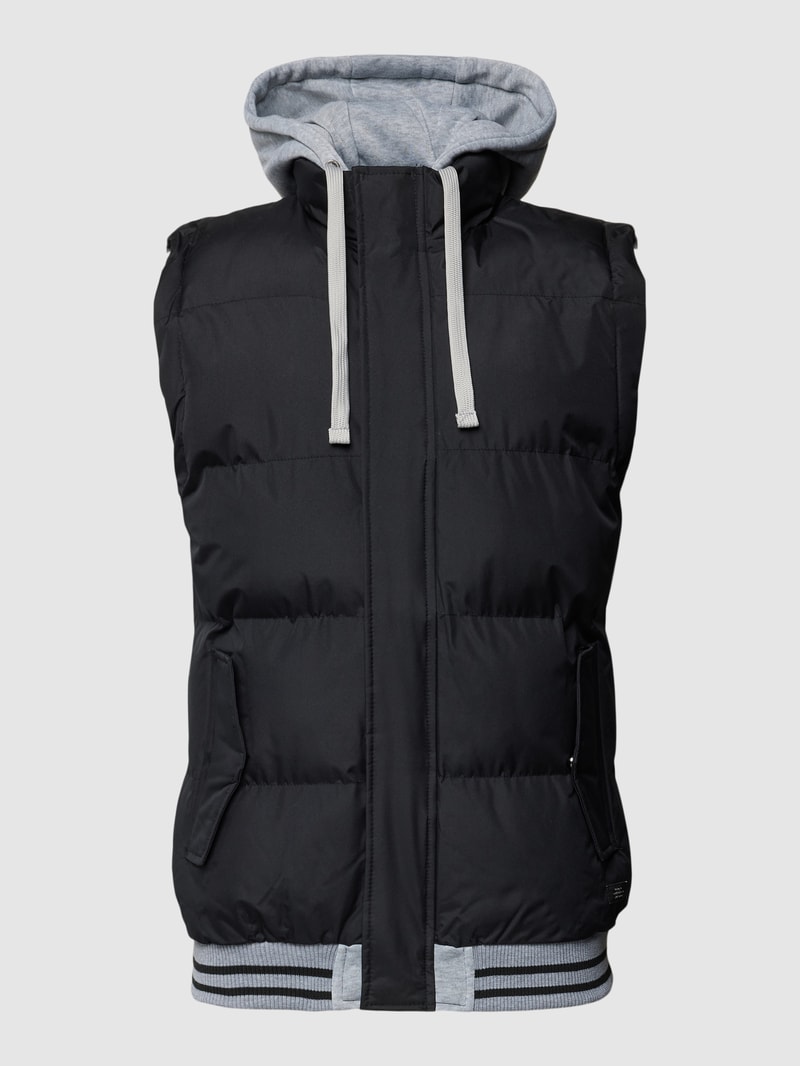 Steppweste mit Label-Patch in schwarz