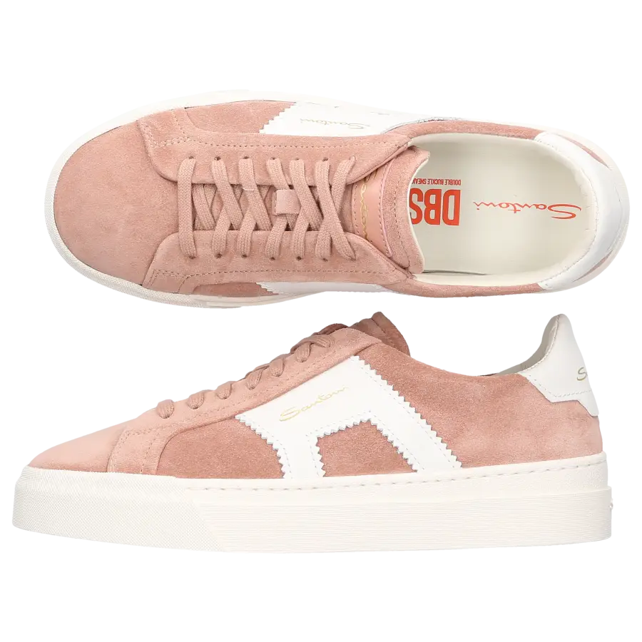 Santoni - Sneaker low DOUBLE BUCKLE Veloursleder - pink