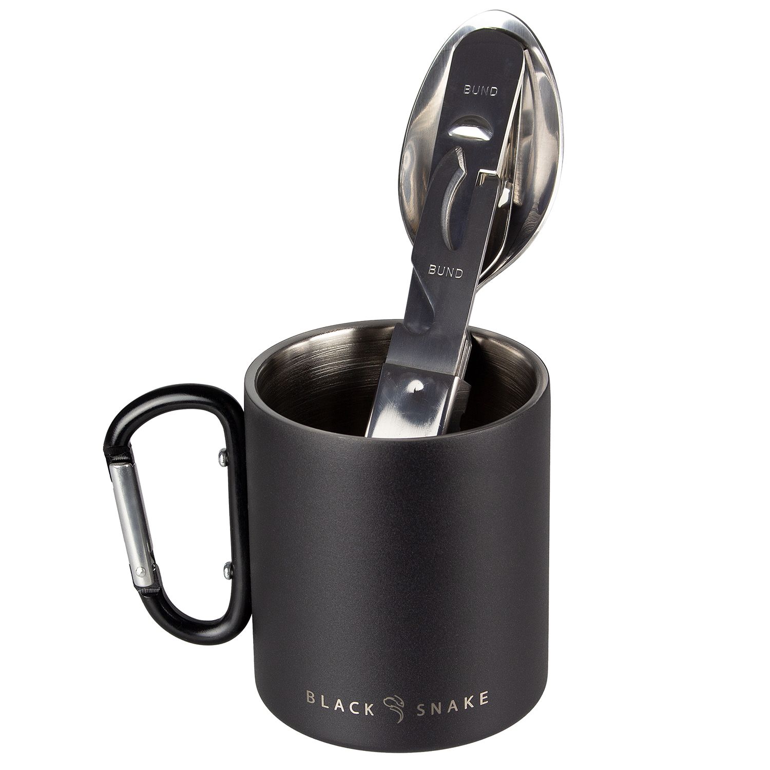 Black Snake 5-teiliges Thermobecher mit Karabiner und Besteckset