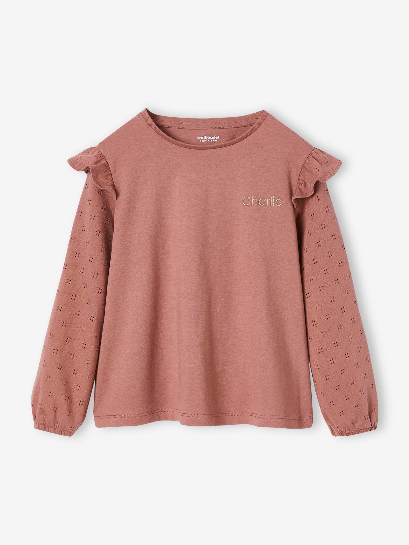 Tee-shirt volanté BASICS fille personnalisable marine