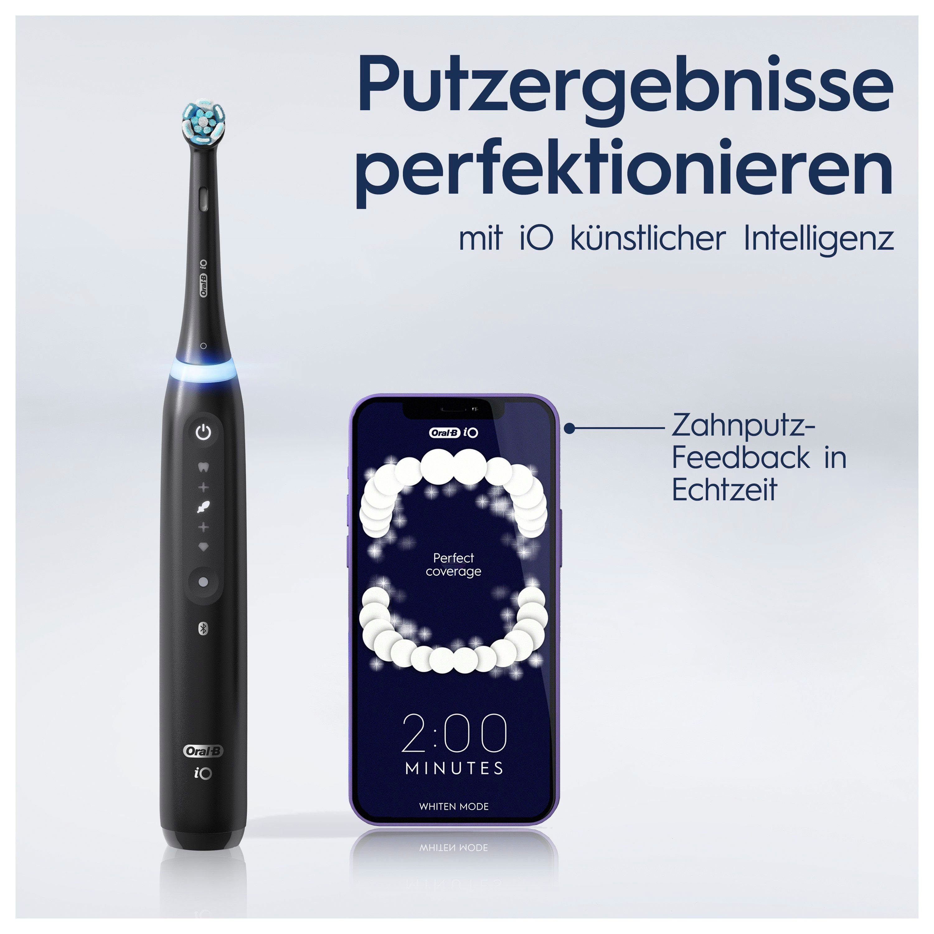 Oral-B Elektrische Zahnbürste iO 5 Duopack, Aufsteckbürsten: 2 St., mit Magnet-Technologie, LED-Anzeige, 5 Putzmodi, Reiseetui