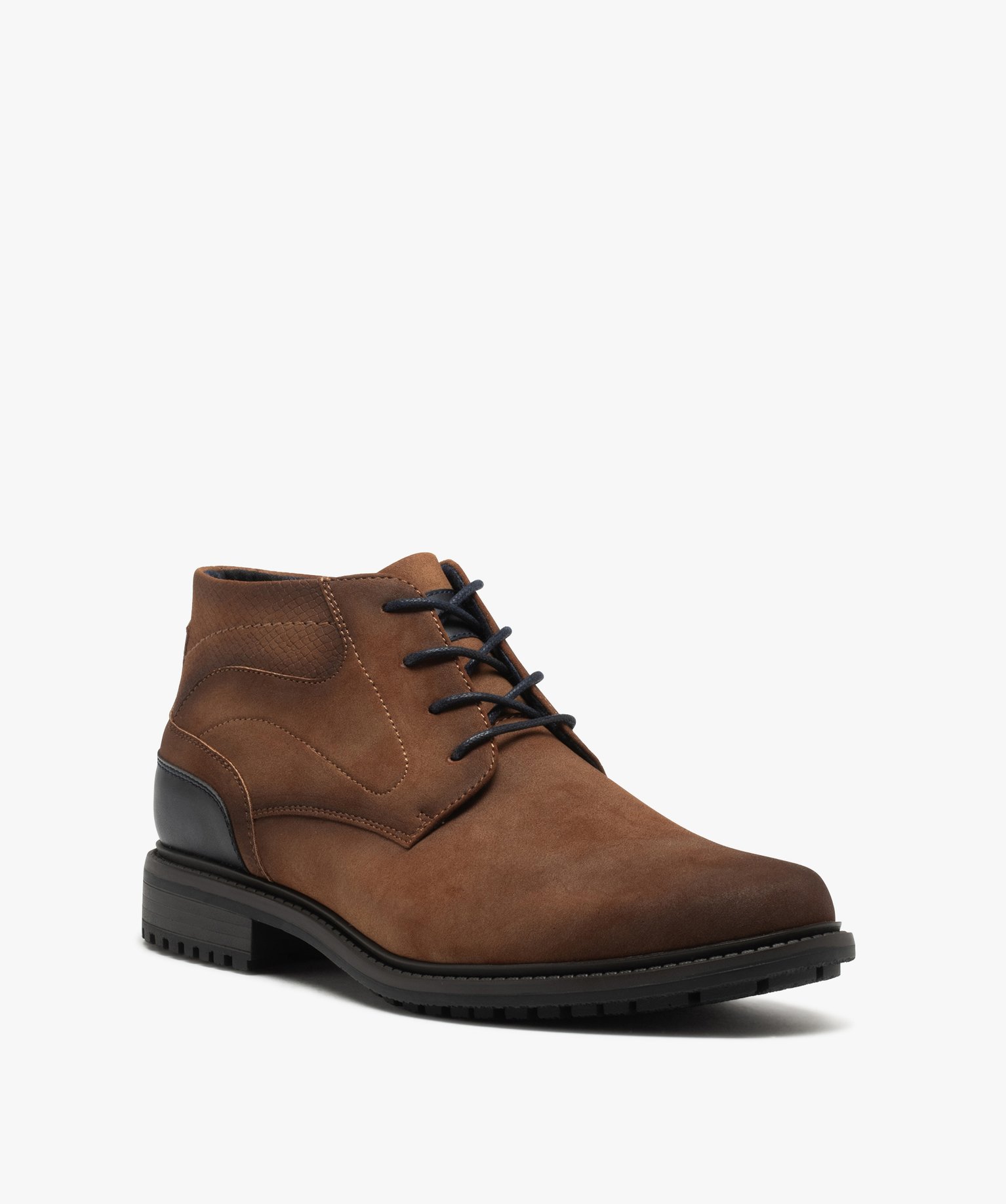 Low-boots avec surpiqres et lacets contrastants homme cognac | GEMO