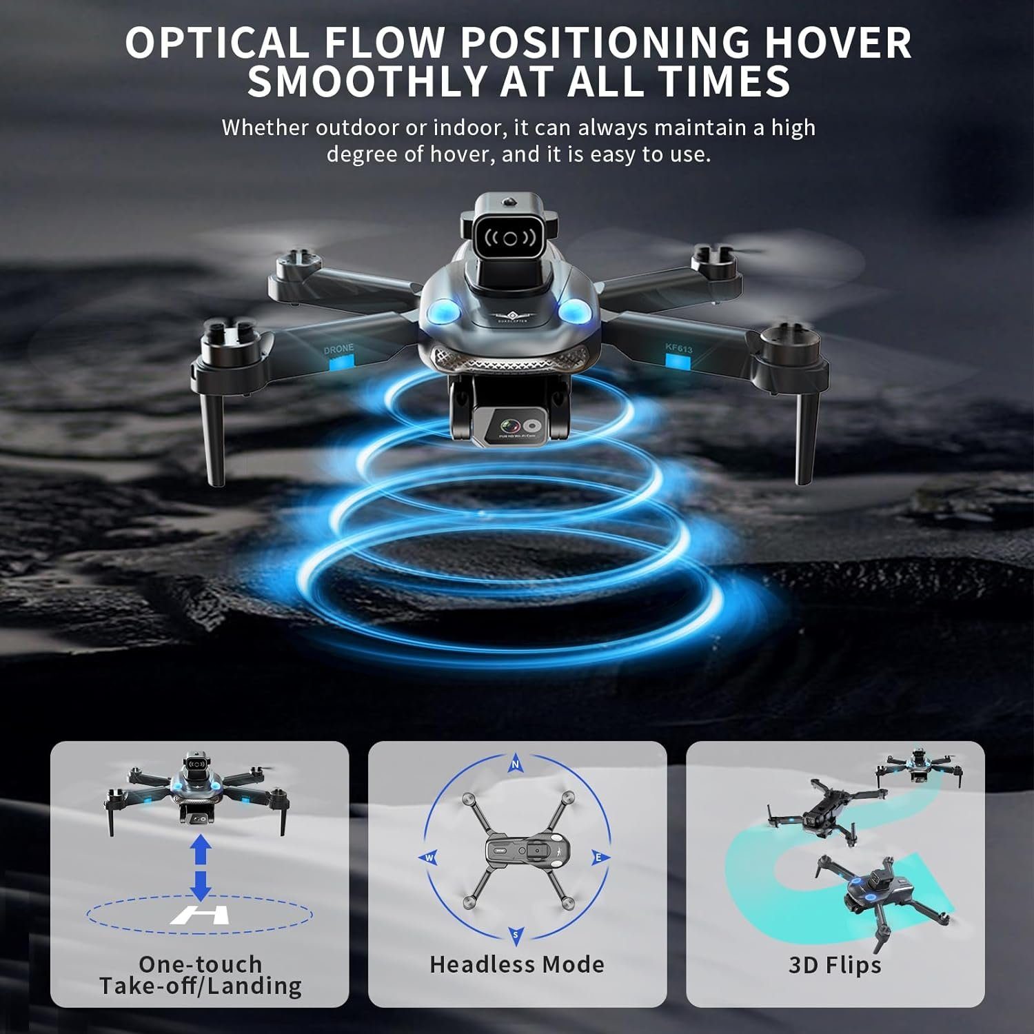 OBEST Drohne mit Einstellbarer Kamera Faltbar RC Quadrocopter GPS Drohne (4K HD, mit 360° Hindernisvermeidung, Follow-Me Drone für Anfänger Erwachsener)