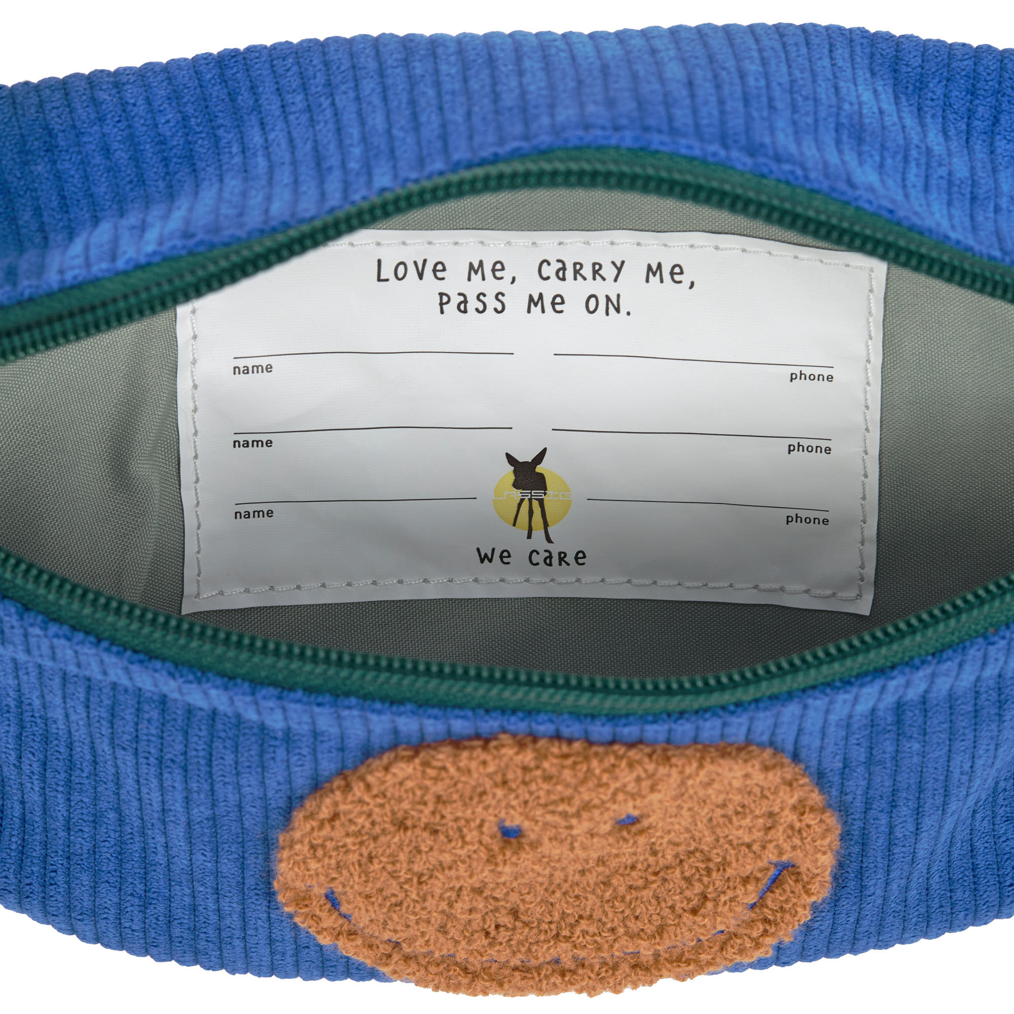 Bauchtasche Kinder Cord - Little Gang, Smile, Blau