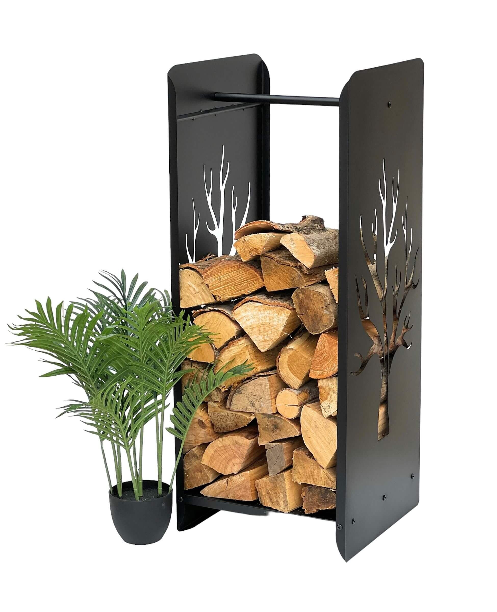 DanDiBo Kaminholzregal Kaminholzregal Innen Metall Schwarz 100 cm Kaminholzständer 96428