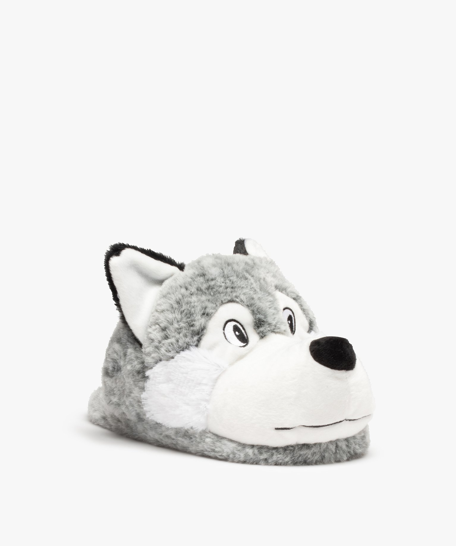 Chaussons homme en volume en forme de loup gris | GEMO