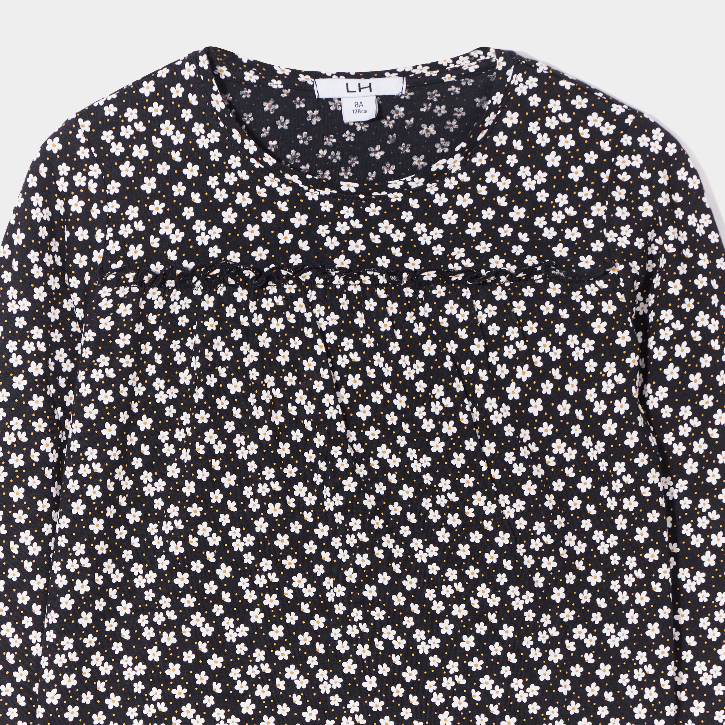 T-shirt oversize à fronces coton noir fille | La Halle