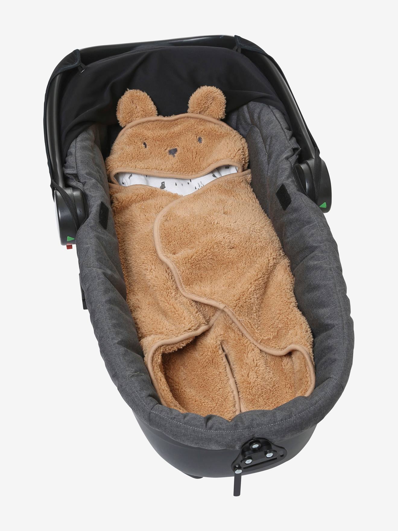 Vertbaudet Baby Plüsch-Ausfahrsack, Fell-Imitat - braun/bär