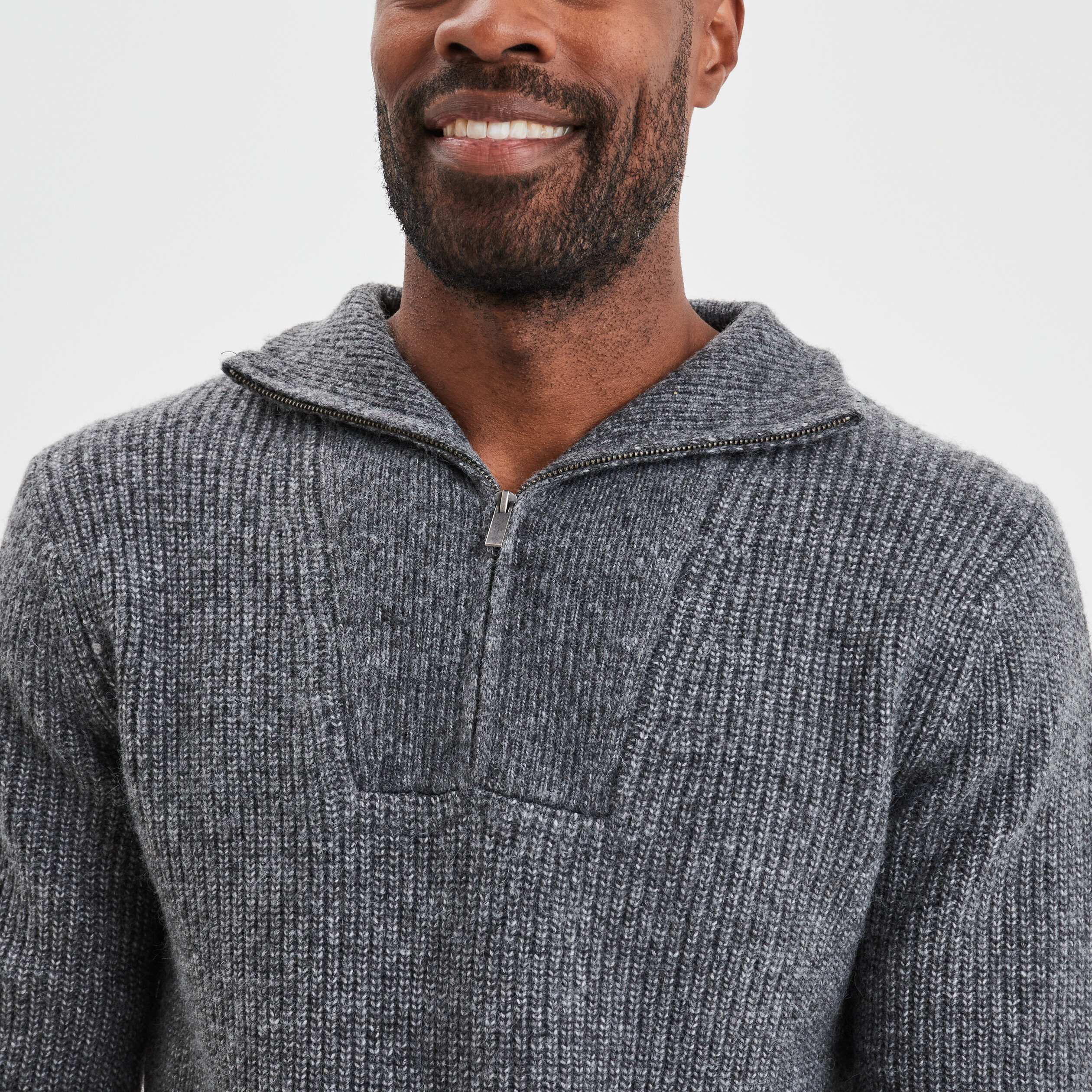Pull camionneur côtelé gris foncé homme | La Halle