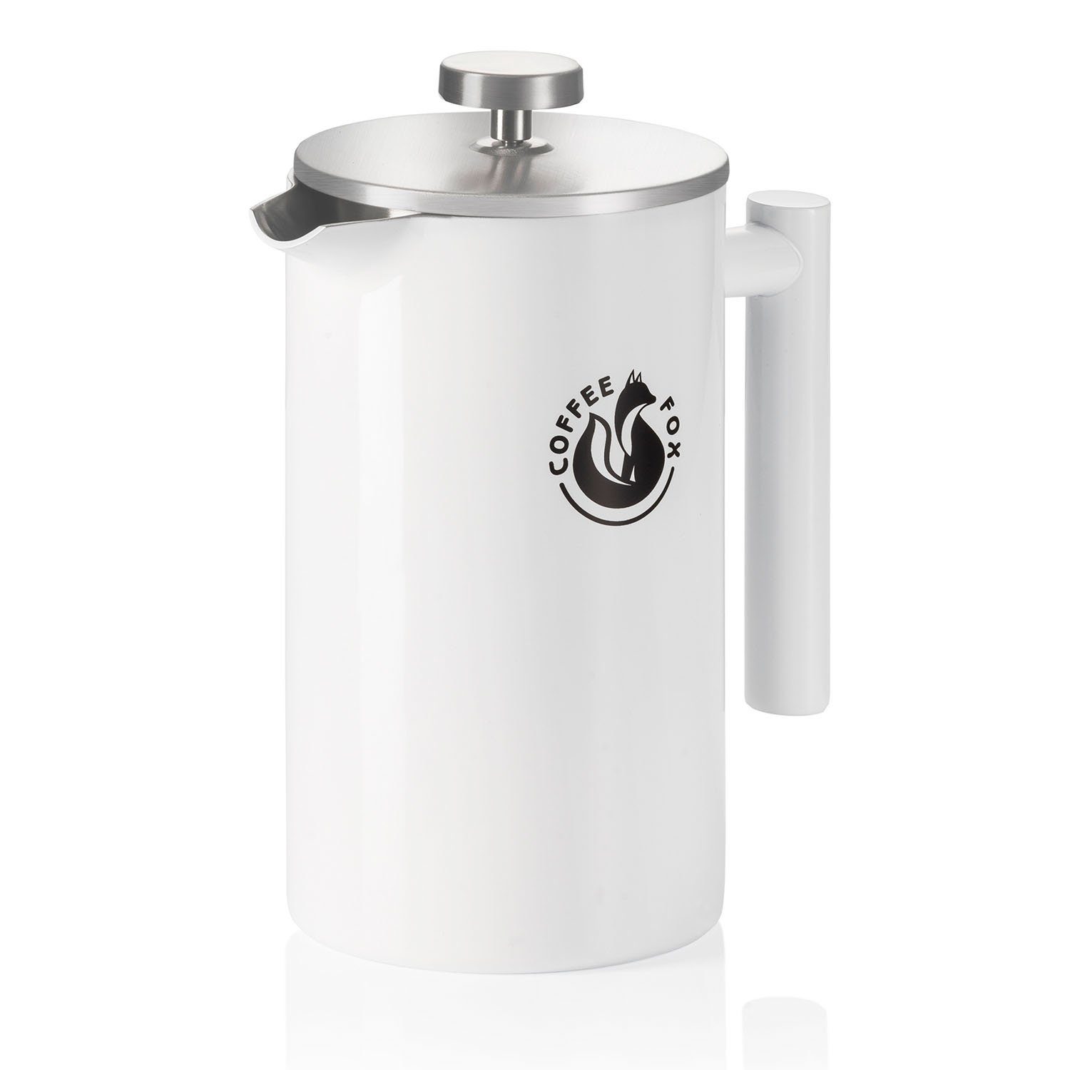 Coffee Fox French Press Kanne Kaffeekanne aus doppelwandigem Edelstahl, Pressfilterkanne Französische Kaffeepresse